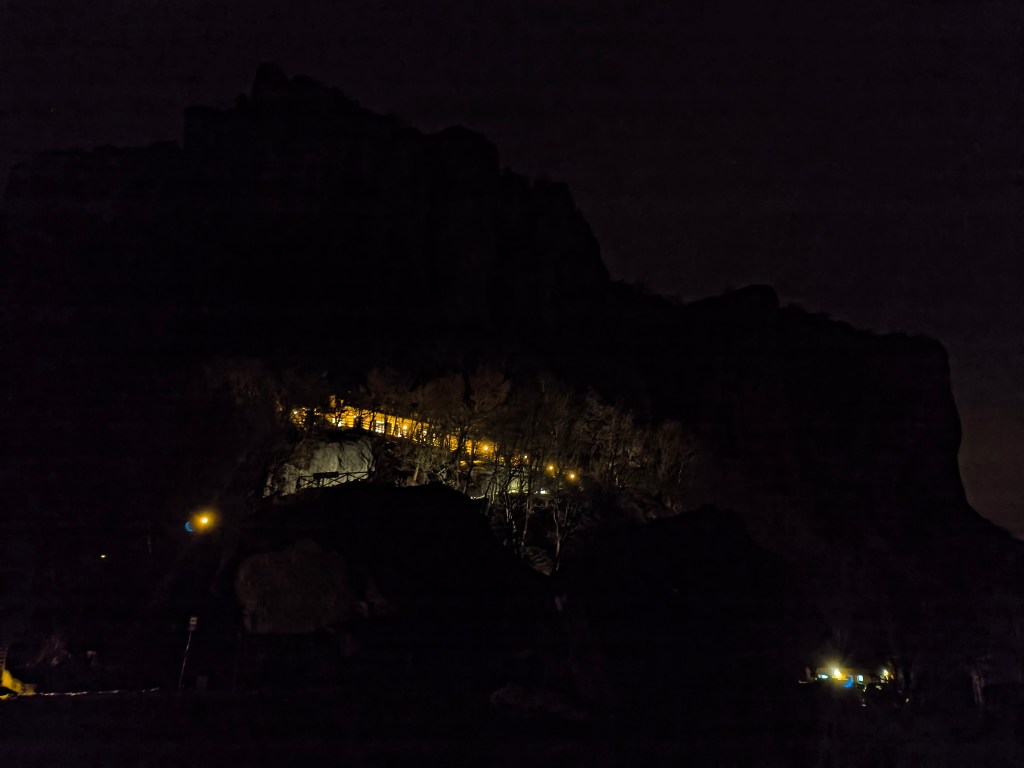 Pietra di Bismantova by night in winter